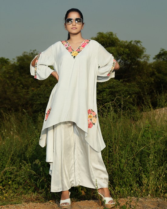 Light Gray Loose Kurta with bottom(PP1002)