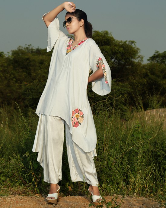 Light Gray Loose Kurta with bottom(PP1002)