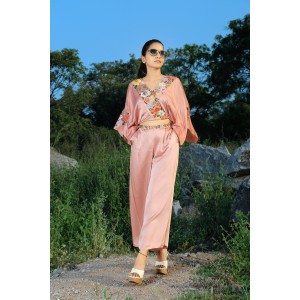 Onion Pink Crop Top with Palazzo(PP1004)