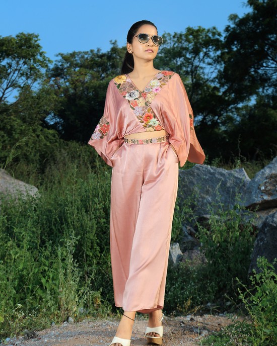 Onion Pink Crop Top with Palazzo(PP1004)