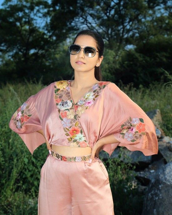 Onion Pink Crop Top with Palazzo(PP1004)