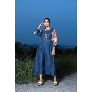 Teal Blue A-Line Frock(PP1009)