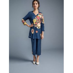 Teal Blue Short Kurta with Pants(PP1008)