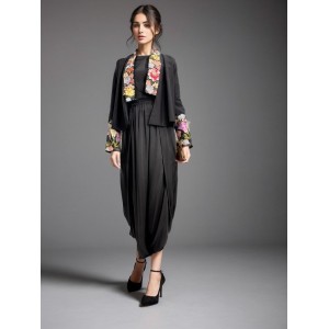Black Crop Top & Bottom with Jacket(PP1012)