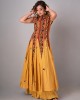 Mustard Anarkali paired with flared palazzo (REM1010)