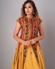 Mustard Anarkali paired with flared palazzo (REM1010)