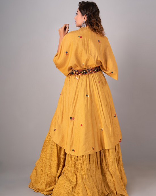 Mustard Peplum Top paired with Plazzo & Belt (REM1013)
