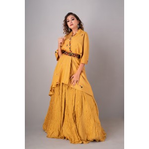 Mustard Peplum Top paired with Plazzo & Belt (REM1013)