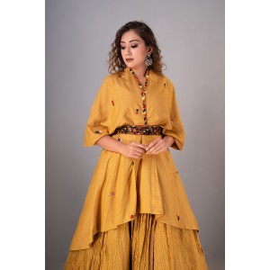 Mustard Peplum Top paired with Plazzo & Belt (REM1013)