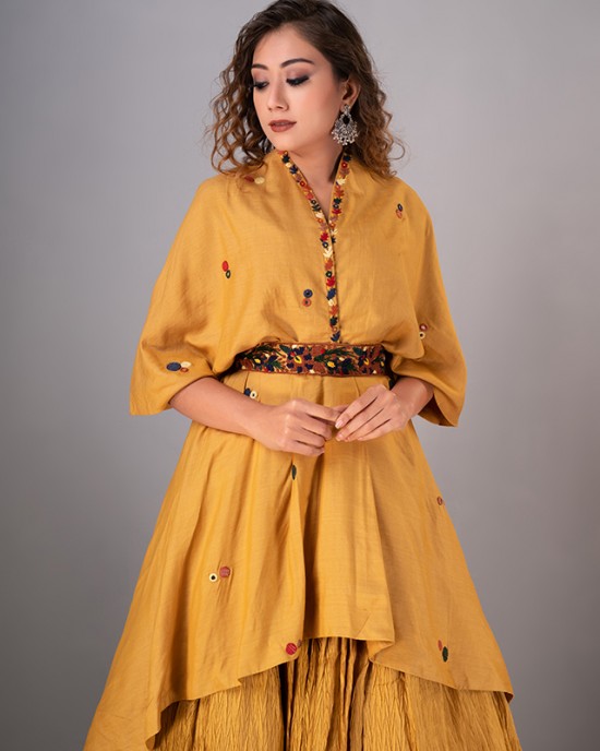 Mustard Peplum Top paired with Plazzo & Belt (REM1013)