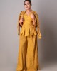 Mustard Short jacket paired with peplum inner & flared palazzo (REM1011) Mustard Short jacket paired with peplum inner & flared palazzo (REM1011)