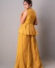 Mustard Short jacket paired with peplum inner & flared palazzo (REM1011) Mustard Short jacket paired with peplum inner & flared palazzo (REM1011)