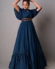 Prussian Blue Drape Gown paired with the Belt(REM1004)