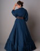 Prussian Blue Drape Gown paired with the Belt(REM1004)