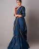 Prussian Blue Drape saree, Blouse paired with the Belt (REM1009)