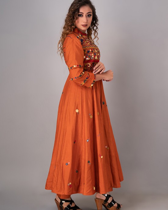 Apricot Orange Anarkali paired with staright pant(REM1006)
