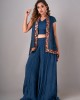 Prussian Blue Sleeveless jacket paired with an inner & palazzo(REM1002) Prussian Blue Sleeveless jacket paired with an inner & palazzo(REM1002)
