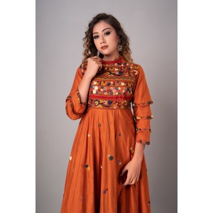 Apricot Orange Anarkali paired with staright pant(REM1006)