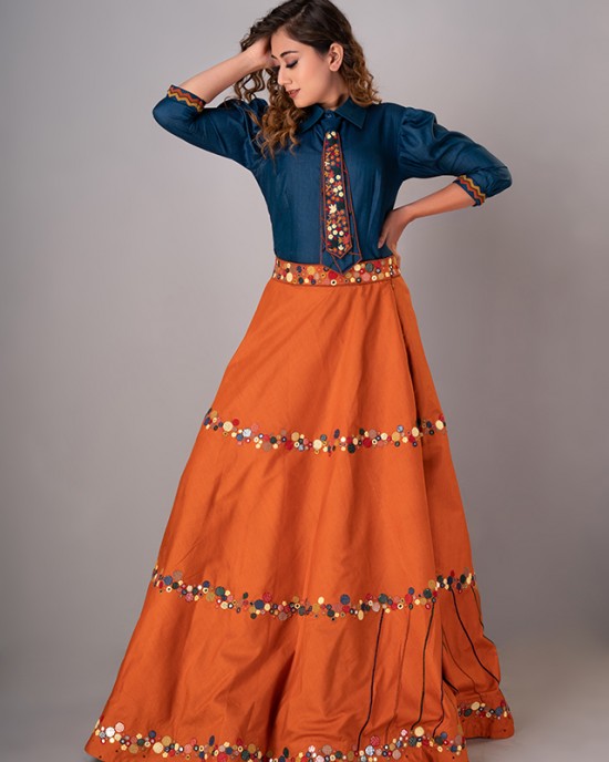 Flared skirt paired with a Top & Tie (REM1005)