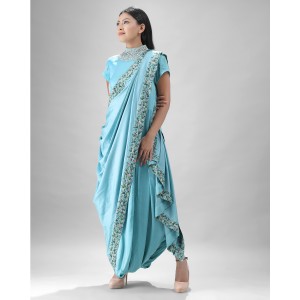 Light Blue One piece Cowl Maxi with Drape (SB1007)