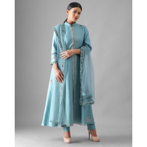 Light Blue A-Line Kurta with Pant & Dupatta (SB1005)