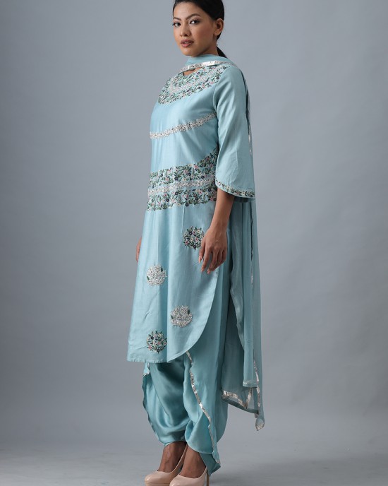 Light Blue Kurta with Dhoti & Dupatta (SB1001)