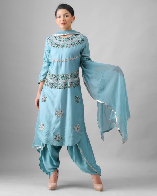 Light Blue Kurta with Dhoti & Dupatta (SB1001)