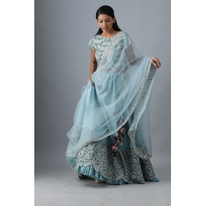 Light Blue Lehenga with Choli & Dupatta (SB1008)