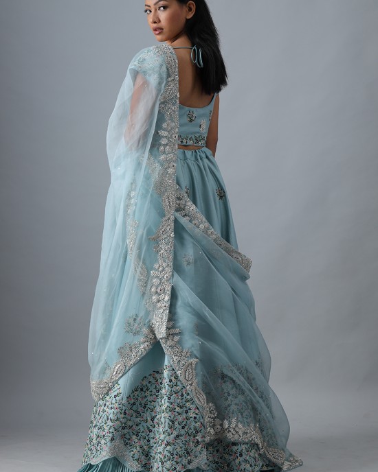 Light Blue Lehenga with Choli & Dupatta (SB1008)