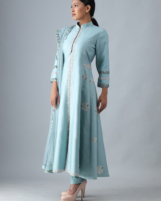 Light Blue A-Line Kurta with Pant & Dupatta (SB1005)