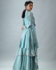 Light Blue Short Anarkali Kurta with Double Flair Pallazzo & Dupatta (SB1003)