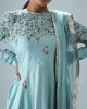 Light Blue Short Anarkali Kurta with Double Flair Pallazzo & Dupatta (SB1003)