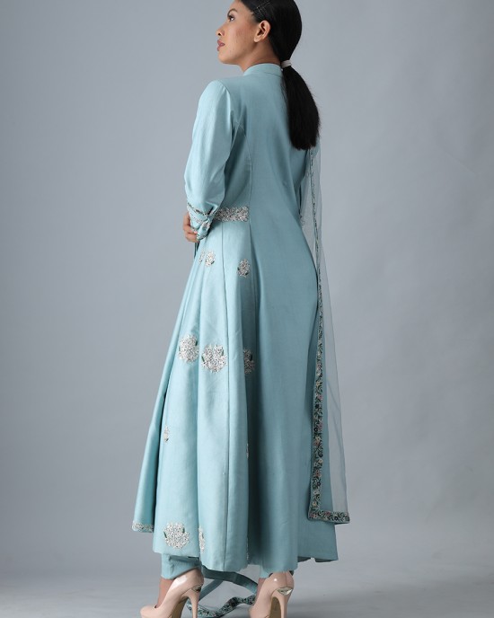 Light Blue A-Line Kurta with Pant & Dupatta (SB1005)