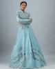 Light Blue Front Slit Long Flair Kurta with Skirt (SB1006)