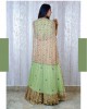 Mint Green Knife pleated skirt with a crop top & Cape (TZ1008)