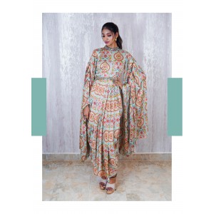Light Blue One Piece with Pleated Flaired Sleeves (TZ1009)