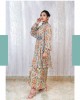 Light Blue A-Line Pleated Kurta with baloon sleeves paired with a tie-up skirt (TZ1001)