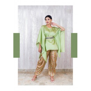 Mint Green Dhoti & Cape with an embellished belt (TZ1010)