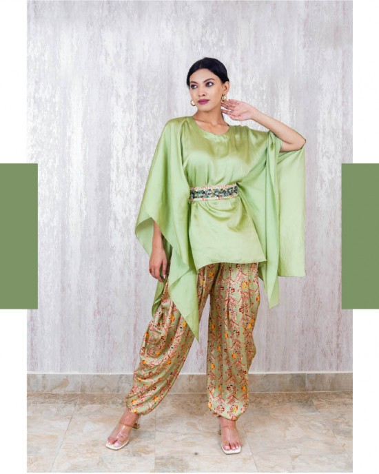 Mint Green Dhoti & Cape with an embellished belt (TZ1010)