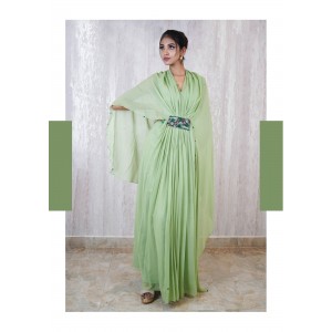 Maxi Pleated amxi with cape attached to the yoke (TZ1002)