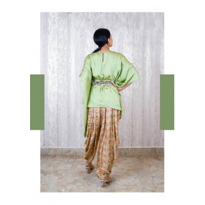 Mint Green Dhoti & Cape with an embellished belt (TZ1010)