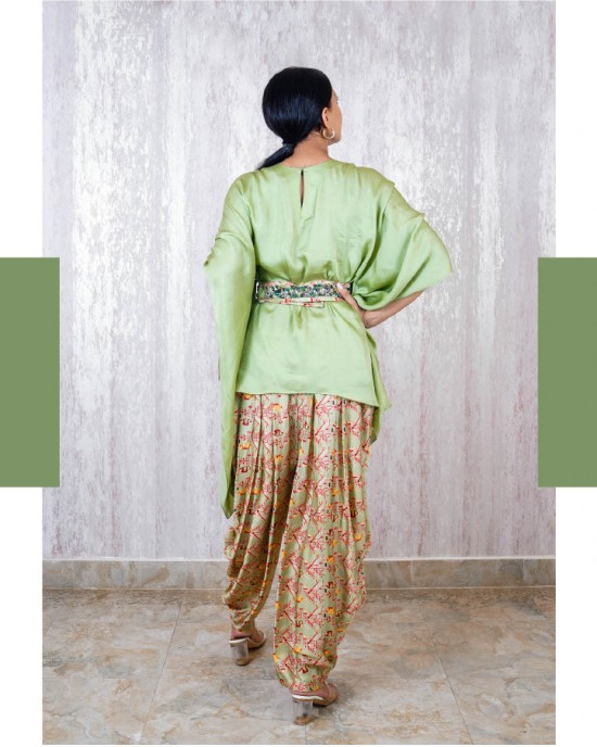 Mint Green Dhoti & Cape with an embellished belt (TZ1010)