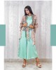 Light Blue Jumpsuit paired with a bell sleeve open jacket and belt (TZ1005)