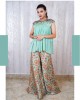 Light Blue Peplum top with gathers paired with a flaired pallazo (TZ1003)