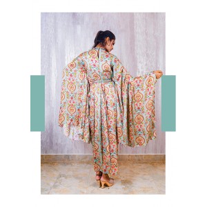 Light Blue One Piece with Pleated Flaired Sleeves (TZ1009)
